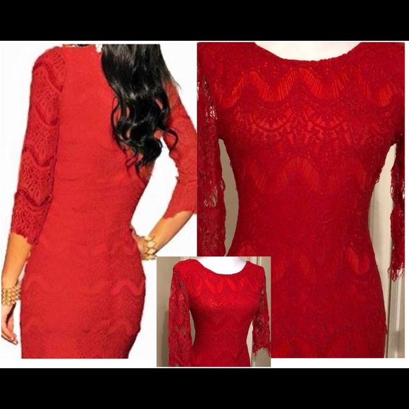 made2envy Dresses & Skirts - All over lace red knee length